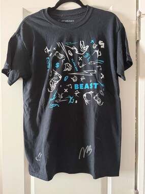 MrBeast Black Graphic T-Shirt Medium $1,000,000 Beast Doodle Design
